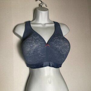 Lane Bryant Cacique Baby Blue lace cotton lightly lined no wire Bra 42DD